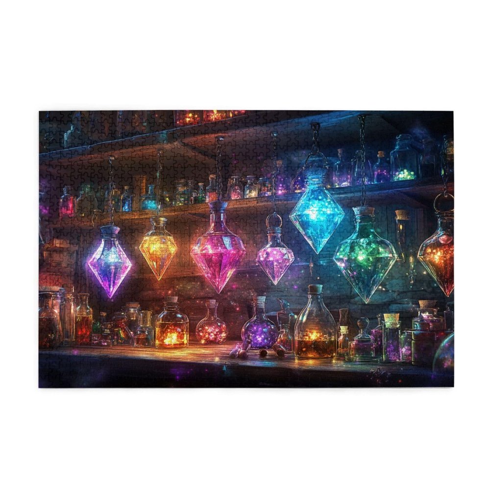 Vextrovia Witchs Brew Potion Lab, Vibrant Cone Bottles, 1000 Piece Adult Wooden Jigsaw Puzzle, Unique Gift for Wizards & Puzzle Lovers, Ideal for Relaxation and Family Fun, Enjoy The Process