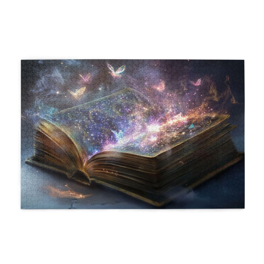 Vextrovia 1000 Piece Wooden Jigsaw Puzzle for Adults, Celestial Library with Floating Books and Night in Fantasy, Ideal for Relaxation and Family Fun, Exploratory Hobbies and Challenges
