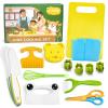 Chanking 17 Pieces Kids Safe Knife Set for Real Cooking Child-Friendly Plastic Chef Tools Montessori Kitchen Toys for Toddlers Birthday Gifts for Boys and Girls Ages 4+ (B) view 1