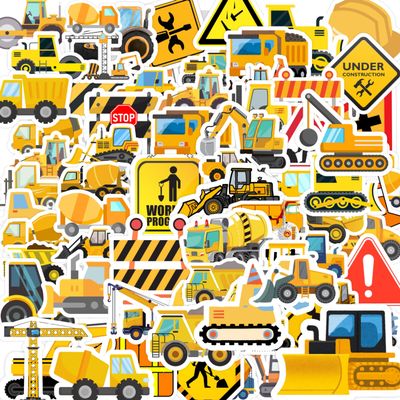 100 Pack Construction Stickers, Construction Party Favors, Birthday Decorations Excavator, Bulldozer, Bulldozer, Dump Truck