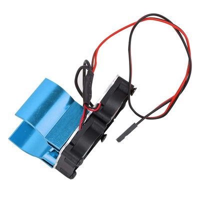 Alomejor High Thermal Conductivity RC Aluminum Alloy Heat Sink for 1/10 RC Model Car, Blue, Dual Fan Structure, for All Brands (Blue)
