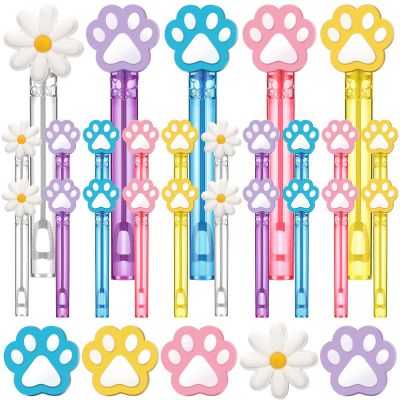 Leitee 36 Pieces Paw Bubble Wands Blue Puppy Dog Party Favors Mini Daisy Bubble Wands 5 Styles for Blue Dog Theme Birthday Party Decorations Filler Goodie Bags Stuffer Gifts
