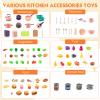 200Pcs Mini Play Kitchen Accessories for Kids, Pretend Cooking Playset with Cookware, Tableware & 2 Fruit Sets, Learning Gift for Girls, Boys, Toddlers, Pink view 3