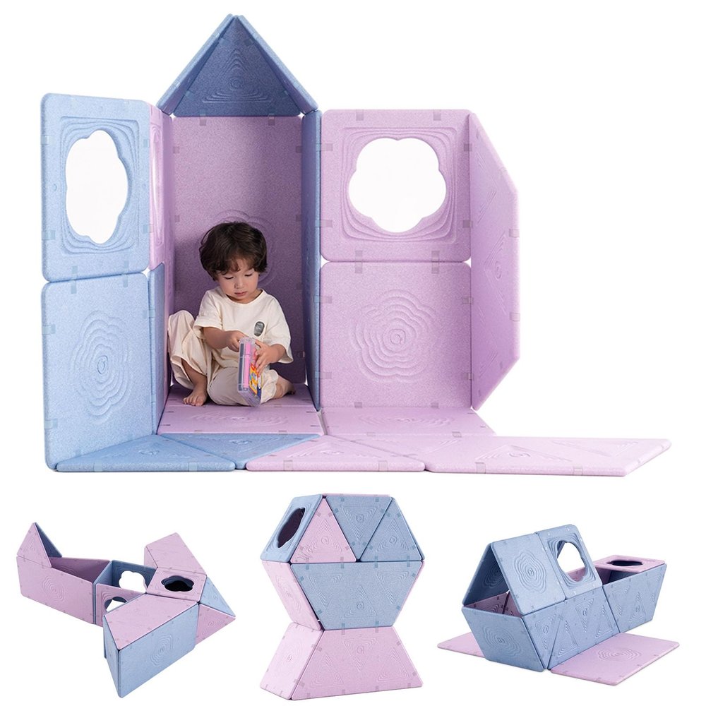 Asweets 18-Piece Magnetic Fort Building Kit for 3+ Kids, Giant Modular Playhouse Panels, Lightweight Panels with Built-in Magnets