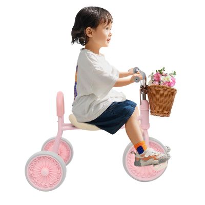 fvscgjmwp Multipurpose Retro Tricycle for Kids Aged 2-6, Comfortable PU Cushion, Sturdy Frame, 66.14 lbs Load Capacity