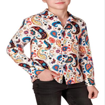 Haloumoning Boys 70s Disco Costume Kids Retro Button Down Dance Party Outfits Shirt 5-14 Years
