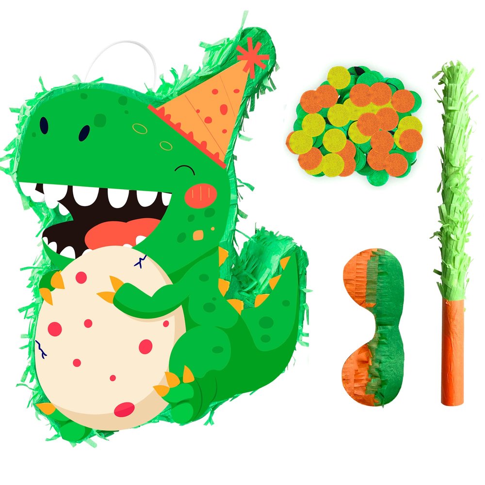 4 in 1 Dinosaur Birthday Party Piata, 15.7'' Dino Party Large Pinata Bundle Dinosaur Party Decorations Dino Birthday Party Stick etc