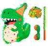 4 in 1 Dinosaur Birthday Party Piata, 15.7'' Dino Party Large Pinata Bundle Dinosaur Party Decorations Dino Birthday Party Stick etc view 1