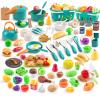 200Pcs Mini Play Kitchen Accessories for Kids, Pretend Cooking Playset with Cookware, Tableware & 2 Fruit Sets, Learning Gift for Girls, Boys, Toddlers, Green view 1