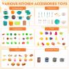 200Pcs Mini Play Kitchen Accessories for Kids, Pretend Cooking Playset with Cookware, Tableware & 2 Fruit Sets, Learning Gift for Girls, Boys, Toddlers, Green view 3
