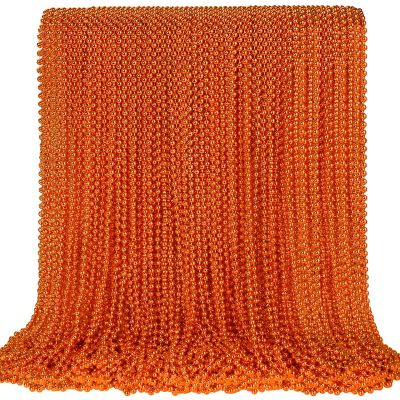 SHAOQINLIN 100 PCS Orange Bead Necklace, Orange Mardi Gras Beads, Halloween Necklaces, 33 Inch Party Beads Round Beaded Necklace for Mardi Gras, Christmas, Halloween