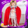 Cotiny 4 Pack Kids King Costume Set Kings Cape Red Blue Cloak Crown for Children Halloween King Prince Cosplay Birthday Party (Red, Blue, Purple, Green) view 3
