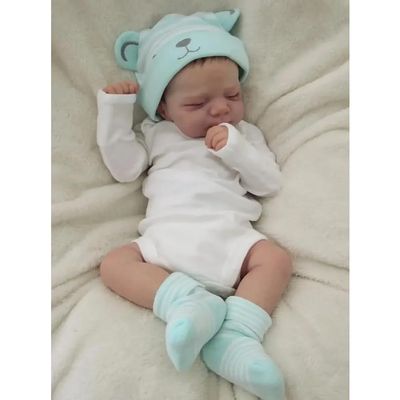 Anano 18 Inch Realistic Silicone Reborn Baby Girl Doll Full Body Lifelike Newborn with Ultra-Soft Squishy Skin, Hand-Rooted Hair & Anatomically Correct Details
