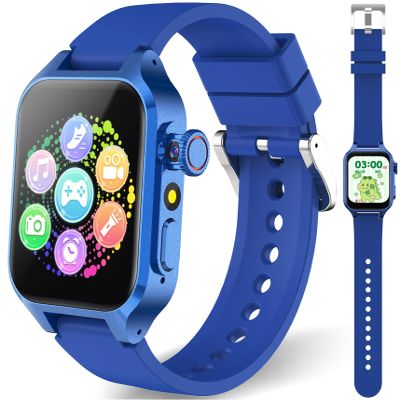 Smart Game Watch for Kids with 32 Games, Telescopic Camera, Pedometer, Alarm, Video, Music, Auidobook, Learn Card, Parental Control, Kids Wrist Watch for Ages 4-12 Girls Boys Chrismars Birthday Gifts