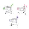 YARNOW 3pcs Miniature Role Play Trolley Electroplated Iron Pretend Play Shopping Cart for Pink Purple Green for Makeup Storage Desk Organization view 1