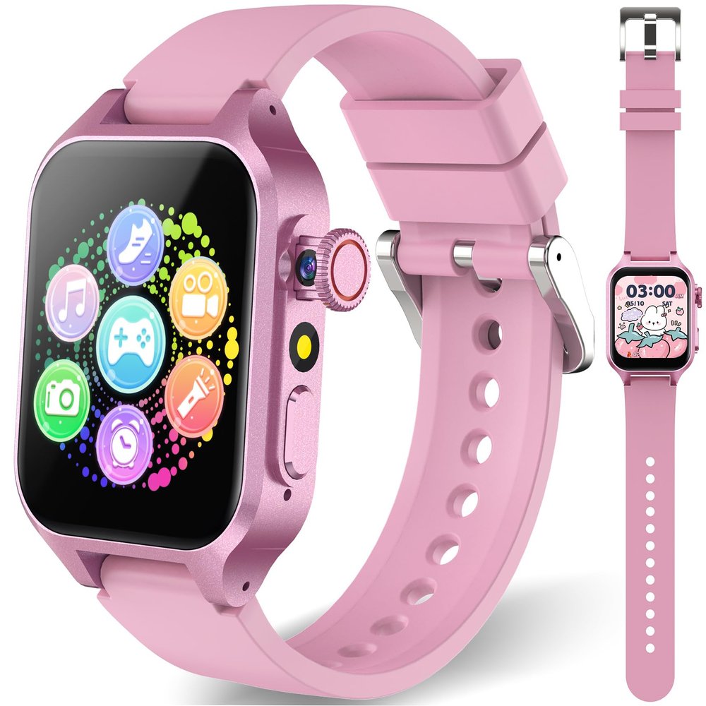Smart Game Watch for Kids with 32 Games, Telescopic Camera, Pedometer, Alarm, Video, Music, Auidobook, Learn Card, Parental Control, Kids Wrist Watch for Ages 4-12 Girls Boys Chrismars Birthday Gifts