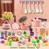 118Pcs Mini Play Kitchen Accessories for Kids, Pretend Cooking Playset with Cookware, Tableware & 2 Fruit Sets, Learning Gift for Girls, Boys, Toddlers, Pink view 2