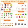 118Pcs Mini Play Kitchen Accessories for Kids, Pretend Cooking Playset with Cookware, Tableware & 2 Fruit Sets, Learning Gift for Girls, Boys, Toddlers, Pink view 3