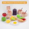 118Pcs Mini Play Kitchen Accessories for Kids, Pretend Cooking Playset with Cookware, Tableware & 2 Fruit Sets, Learning Gift for Girls, Boys, Toddlers, Pink view 4