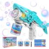 Automatic Bubble Machine Gun for Kids with 2 Bottles 5 Bags of Refill Solution Lights ElectricShark Bubble Gun Toys Outdoor Toys Gifts Wedding Easter Party Favor view 1