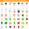 56Pcs Mini Play Kitchen Accessories for Kids, Pretend Cooking Playset with Cookware, Tableware & 2 Fruit Sets, Learning Gift for Girls, Boys, Toddlers, Pink view 3