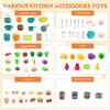118Pcs Mini Play Kitchen Accessories for Kids, Pretend Cooking Playset with Cookware, Tableware & 2 Fruit Sets, Learning Gift for Girls, Boys, Toddlers, Green view 3