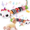 Baby Toys 0-6 6-12 Months, Sensory Musical Animal Stuffed Toy for Infant 0-3 3-6 Months, Tummy Time Toys with Mirror Crinkle Rattle, Plush Unicorn Cat Toy Gifts for 0 1 2 3 4 5 6+ Months Boys Girls view 1