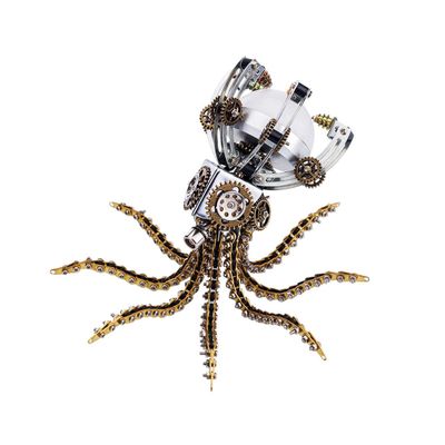 Hanll 1060PCS Mechanical Octopus Lamp Model  DIY Steampunk Metal Puzzle Kit with Movable Tentacles, Desk Light Base & Iron Box, Gift for Adults & Teens