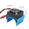 Alomejor RC Car Engine Cooling Cooler with Fan Cooling for 1/10 540/3650/3660/3670 Engine, Black Aluminum Alloy Heatfen for Large Heat Dissipation (Blue) view 2