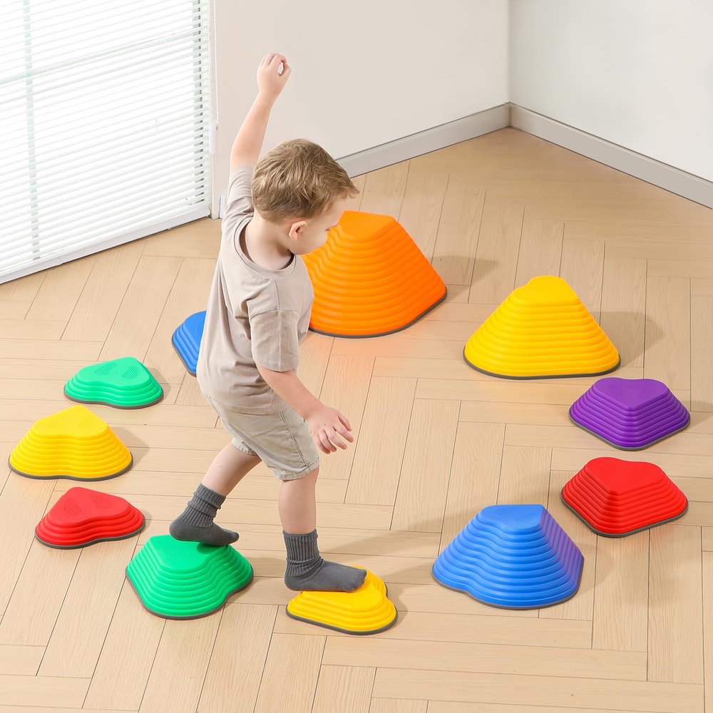 Stepping Stones for Kids 11pcs Non-Slip Plastic Balance Stones for Toddler Activities Sports & Outdoor Kids Balance Play Equipment Toys Toddler Ages 3+ Years Old
