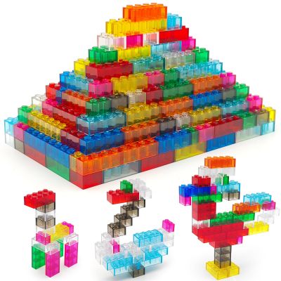 400 Pieces Translucent Building Bricks -9 Colors Crystal-Clear Classic Block Toy Fully Compatible with Major Brands Educational Construction Toy for Boys Girls 6 Years Old and Up