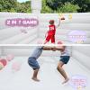 14FT 2 in 1 Inflatable Bounce House & Play Basketball, 100% Commercial Grade Thickening PVC Large Bouncy House Castle with Air Blower & Balloons & Basketball for Birthday Party,Wedding (White, 14 FT) view 2