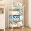 3IngSeagulls Baby Diaper Caddy Cart, 4-Tier Diaper Caddy Organizer and Storage, Rolling Utility Cart for Baby Supplies, Diaper Cart with Wheels for Bedroom, Nursery, Changing Table, White view 1