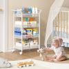 3IngSeagulls Baby Diaper Caddy Cart, 4-Tier Diaper Caddy Organizer and Storage, Rolling Utility Cart for Baby Supplies, Diaper Cart with Wheels for Bedroom, Nursery, Changing Table, White view 2