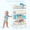 3IngSeagulls Baby Diaper Caddy Cart, 4-Tier Diaper Caddy Organizer and Storage, Rolling Utility Cart for Baby Supplies, Diaper Cart with Wheels for Bedroom, Nursery, Changing Table, White view 3