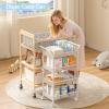 3IngSeagulls Baby Diaper Caddy Cart, 4-Tier Diaper Caddy Organizer and Storage, Rolling Utility Cart for Baby Supplies, Diaper Cart with Wheels for Bedroom, Nursery, Changing Table, White view 4