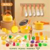56Pcs Mini Play Kitchen Accessories for Kids, Pretend Cooking Playset with Cookware, Tableware & 2 Fruit Sets, Learning Gift for Girls, Boys, Toddlers, Yellow view 2