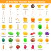 56Pcs Mini Play Kitchen Accessories for Kids, Pretend Cooking Playset with Cookware, Tableware & 2 Fruit Sets, Learning Gift for Girls, Boys, Toddlers, Yellow view 3
