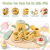 Wooden Tea Party Set for Little Girls, Toddler Tea Set with Cupcake Stand & Food Dessert, Pretend Play Food Kitchen Accessories for Kids Girls Age 2 3 4 5 6 Birthday Gift Wood Educational Toys view 4