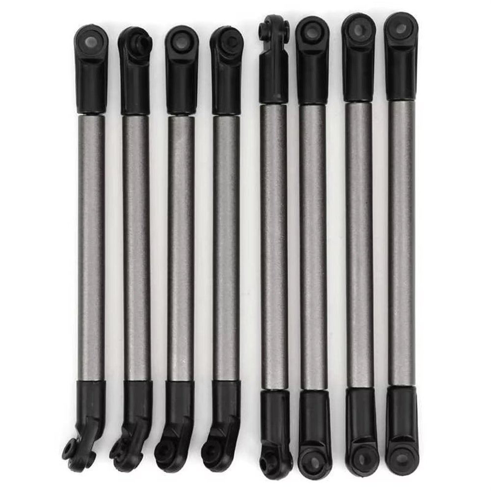 RC Spare Part 8Pcs Metal Link Rod Set Plastic Rod End Upgrade Replacement Spare Partfor 1/10 275mm Wheelbase Remote Control Crawler Car
