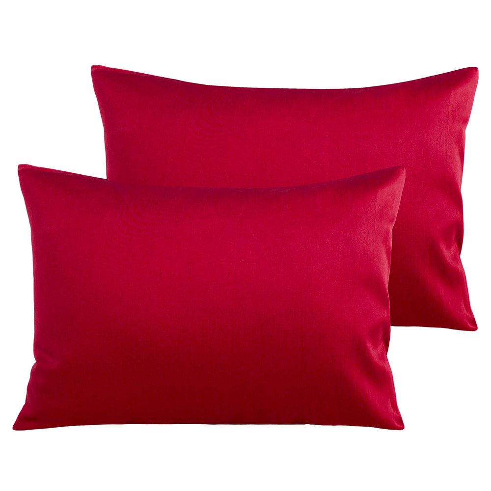 Travel Pillow Case 14''x20'' Size Set of 2 Zipper Closure Toddler Pillowcase 800 TC Soft Egyptian Cotton Nursery Pillow Covers, Red Solid Pillowcase