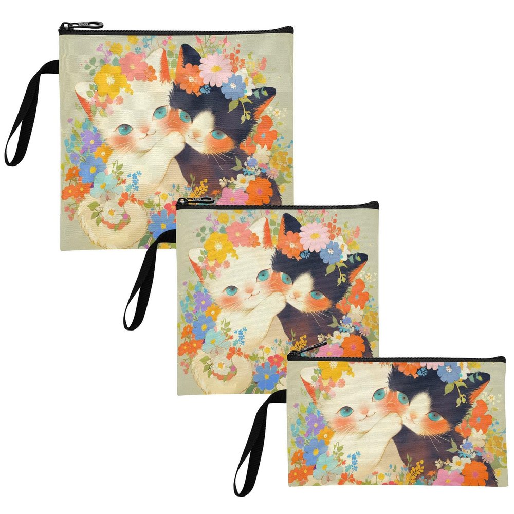 Distinctive Cute Flowers Vintage 3 Pcs Reusable Sandwich Bags Waterproof Food-Safe Storage Zipper Bag for Kids Students Adults Food