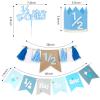 1/2 Birthday Boy Half Birthday Decorations  4PCS Blue 6 Month Party Set with 1/2 Way to One Banner, Halfway High Chair Banner, Cake Topper and Hat for 6 Month Baby Boy Photo Shoot Decor view 3
