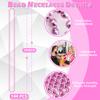 24 PCS Pink Bead Necklace, Pink Mardi Gras Beads, Cancer Awareness Beaded Necklaces, Valentine Necklace, 33 Inch Round Party Beads for Mardi Gras Christmas Cancer Awareness Month Events Mother's Day Decor view 3