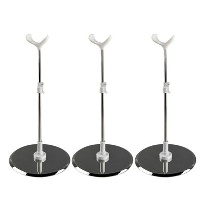 3pcs Stainless Steel Doll Stand Display Holder for 1/3 1/4 Scale Dolls Adjustable Height Stable Base
