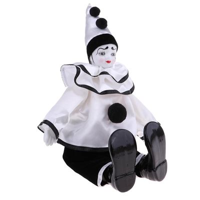 15 Inch Vintage Clown Doll - Hand Painted Ceramic Figure Can Sit & Stand, Halloween Ornaments Home Table Desk Top Decor