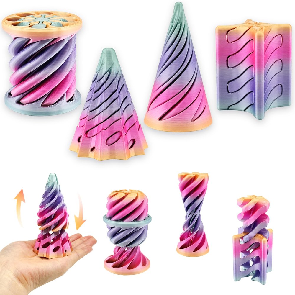 Christmas Stocking Stuffer 4 Packs Impossible Cone,Impossible Cones passthrough Impossible Pyramid for Relaxing,Spiral Fidget Toy passthrough Impossible Cone,Birthday for Adults & Kids
