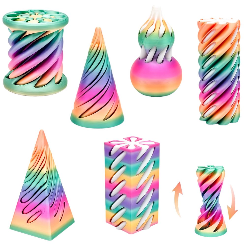 Christmas Stocking Stuffer 6 Packs Impossible Cone,Spiral Cone Fidget Toy Impossible Pyramid Passthrough Toy,3D Printed Spiral Cone Fidget Toy,Mini Vortex Thread Illusion Desktop Deco Souvenir Gift