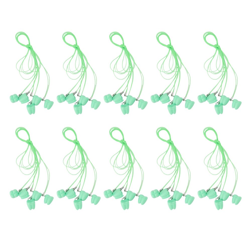 Pongnas 50 PackTeeth Memory Necklaces Set with Portable Tooth Storage Boxes for Kids,Lightweight Travel Friendly Lost Holder Cases (Green)