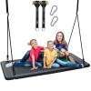 Trekassy 60" Large Rectangle Platform Tree Swing for Kids Adults, 700lb Capacity Outdoor Flying Swing, 900D Oxford Waterproof Giant Swings with 2 Hanging Straps for Backyard (Black) view 1